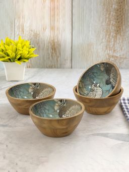 Metalsmith - Wooden Serving Bowls Exterior With Enamel Interior Rustic & Modern Dinnerware