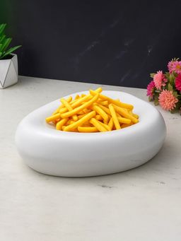 Metalsmith - Decorative White Serving Tray For Coffee Table Modern Metal Platter