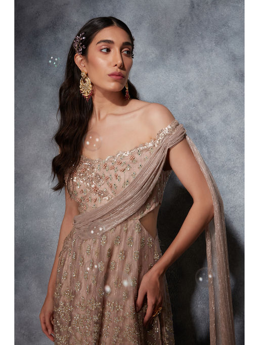 slim fit dress slacks Lady Black Tie - Maddox Gown - Rose Gold - Strapless Glitter Embellished Gown main image 0
