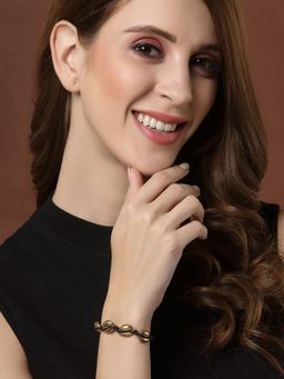 PANASH - Gold Plated Black Thread Sea Shell Charm Bracelet