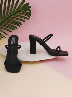 SHUZ TOUCH - Braided Black Block Heels