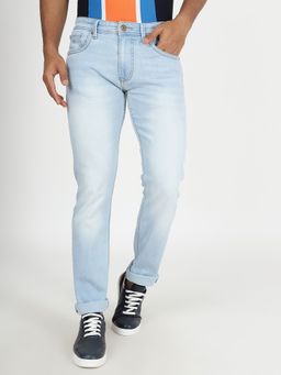 Greenfibre - Mens Light Blue Slim Fit Cotton Stretch Washed Jeans