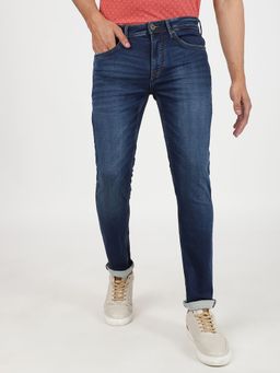 JadeBlue - Mens Blue Slim Fit Cotton Stretch Washed Jeans