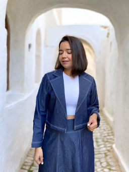 Label Tanvee - Blue Denim Cropped Jacket