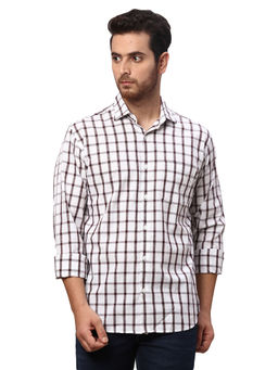 Park Avenue - Slim Fit Checkered Maroon Casual Shirt