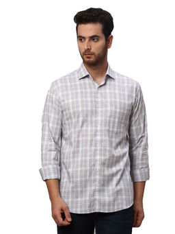 Park Avenue - Slim Fit Checkered Grey Casual Shirt