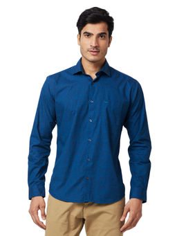 Park Avenue - Slim Fit Printed Blue Casual Shirt