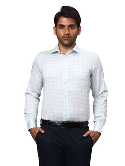 Park Avenue - Regular Fit Checkered Blue Formal Shirt