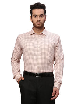 Park Avenue - Slim Fit Checkered Orange Formal Shirt