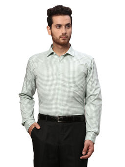 Park Avenue - Slim Fit Checkered Green Formal Shirt