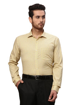Park Avenue - Slim Fit Checkered Yellow Formal Shirt