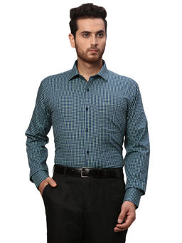 Park Avenue - Slim Fit Checkered Blue Formal Shirt