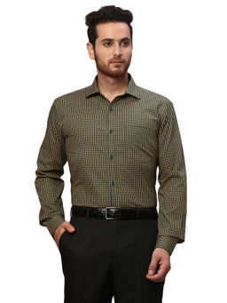 Park Avenue - Slim Fit Checkered Yellow Formal Shirt