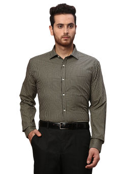 Park Avenue - Slim Fit Checkered Olive Formal Shirt