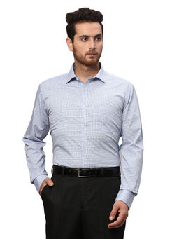 Park Avenue - Slim Fit Checkered Blue Formal Shirt