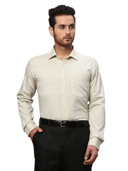 Park Avenue - Slim Fit Checkered Yellow Formal Shirt