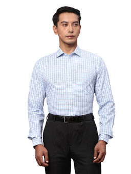 Park Avenue - Slim Fit Checkered Blue Formal Shirt