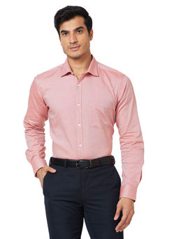 Park Avenue - Slim Fit Self Design Orange Formal Shirt