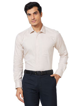 Park Avenue - Slim Fit Self Design Fawn Cream Formal Shirt