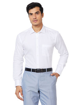 Park Avenue - Slim Fit Self Design White Formal Shirt