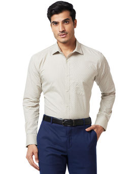 Park Avenue - Slim Fit Printed Khaki Formal Shirt