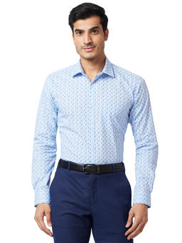 Park Avenue - Slim Fit Printed Blue Formal Shirt