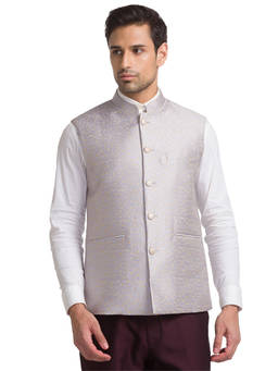 Raymond - Regular Fit Self Design Grey Waistcoat