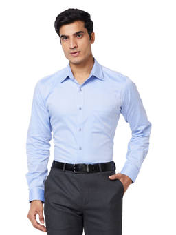 Raymond - Slim Fit Solid Blue Formal Shirt