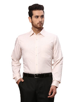 Raymond - Slim Fit Checkered Orange Formal Shirt