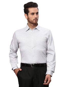 Raymond - Slim Fit Checkered White Formal Shirt