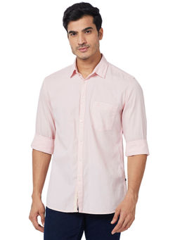 Parx - Slim Fit Solid Pink Casual Shirt