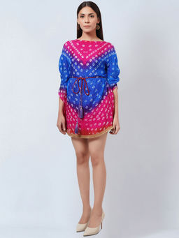 First Resort by Ramola Bachchan - Multi-Color Bandhani Mini Dress