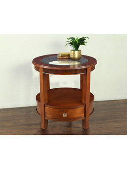 HomeTown - Zina Glass Top Side Table in Brown Colour