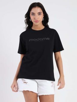 Madame - Black Swarovski Cotton T-shirt