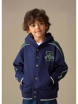 ANGEL & ROCKET - Navy Blue Printed Regular Hoodie