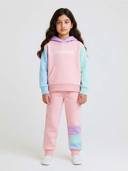 Bubble Berry - Pink Colorblock Oversized Hoodie with Joggers
