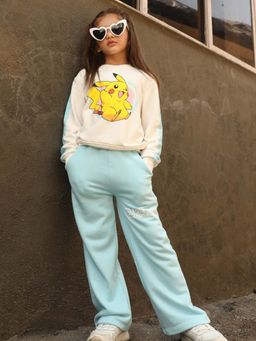 Napchief - Off White Printed Relaxed Sweatshirt with Trackpant