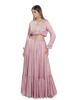 Vana Ethnics - Magical Mauve Lehenga with Top and Belt (Set of 3)