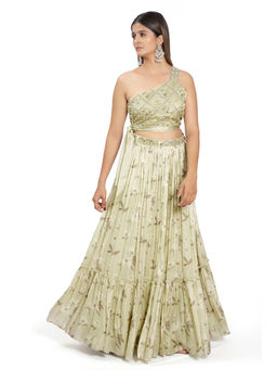 Vana Ethnics - Pastel Green Lehenga with Top and Belt (Set of 3)