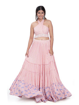 Vana Ethnics - Pink Kamal Talai Lehenga with Top (Set of 2)