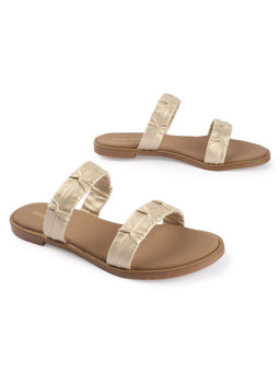 D'Shoe Lounge - Elegant Gold Double-Strap Flats