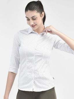 CRIMSOUNE CLUB - Women White Striped Shirt