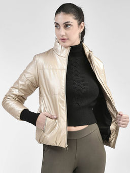 CRIMSOUNE CLUB - Women Beige PU Leather Jacket