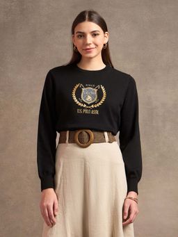U.S. POLO ASSN. - Crest Logo Regular Fit Black Sweater