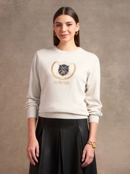 U.S. POLO ASSN. - Crest Logo Regular Fit White Sweater
