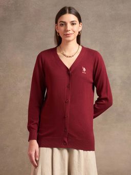U.S. POLO ASSN. - Pure Cotton Regular Fit Red Cardigan
