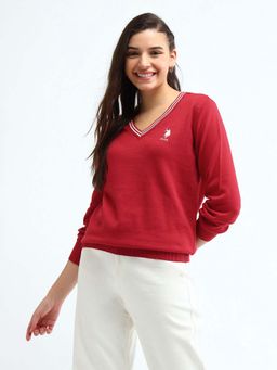 U.S. POLO ASSN. - Pure Cotton Regular Fit Red Sweater