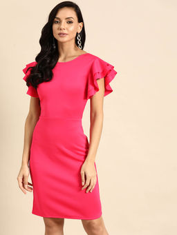 Dodo & Moa - Fuchsia Scuba Bodycon Dress