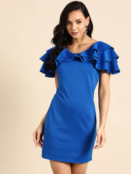 Dodo & Moa - Blue Scuba Sheath Mini Dress