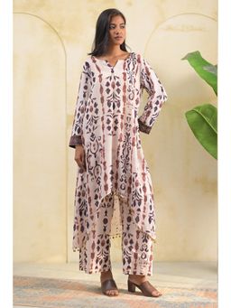 Doree By Rinkie - Women Cotton Silk Beige Printed Kurta with Pant